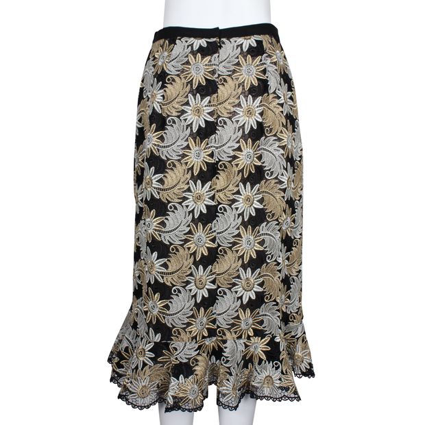 Erdem Floral Pattern Skirt In Metallic Thread