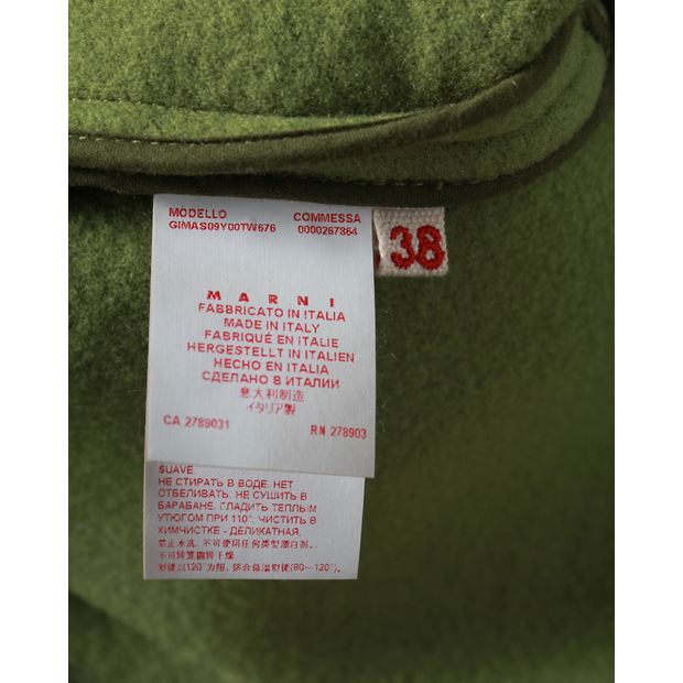 Marni Three-Quarter Length Sleeve Jacket in Green Wool