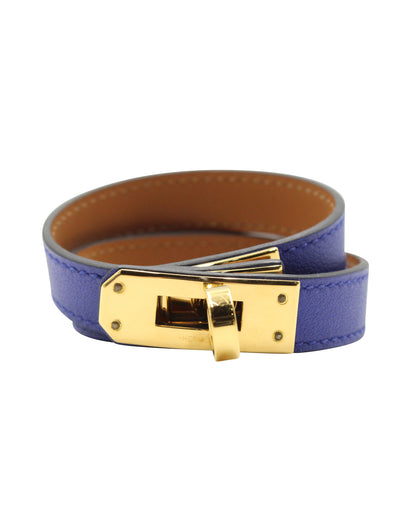 Kelly Double Tour Bracelet in Bleu Saphir with Gold Hardware