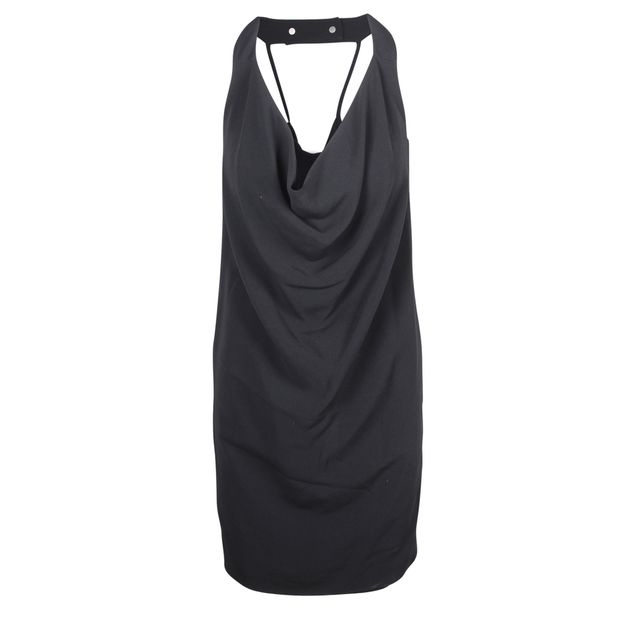 CELINE Black Strappy Black Cowl Neck Dress