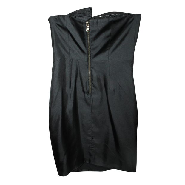 ALICE + OLIVIA Black Strapless Dress with Leather Panel