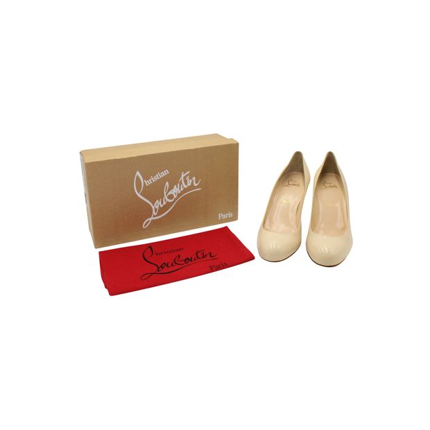 Christian Louboutin Simple 70 Pumps in Cream Patent Calf Leather
