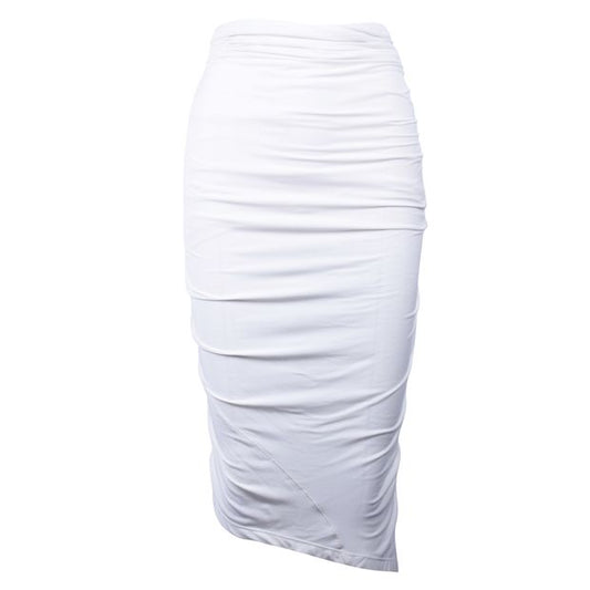 DONNA KARAN White Draped Skirt