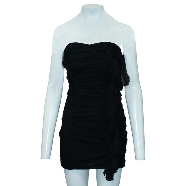 ELIZABETH AND JAMES Silk Tube Dress with Ruffles