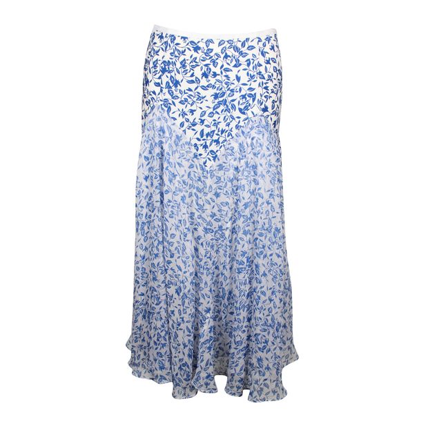 Diane Von Furstenberg Blue And White Silk Midi Skirt