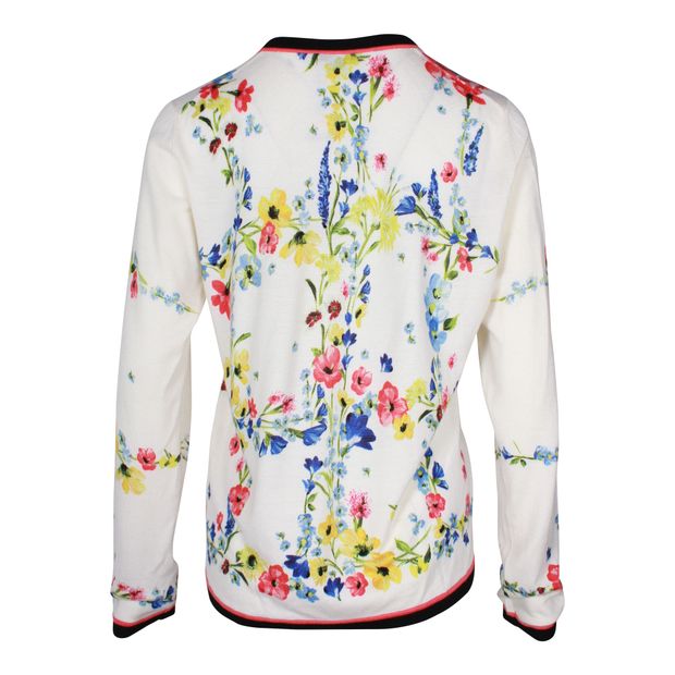 Escada Buttoned Cardigan in Floral Print Wool