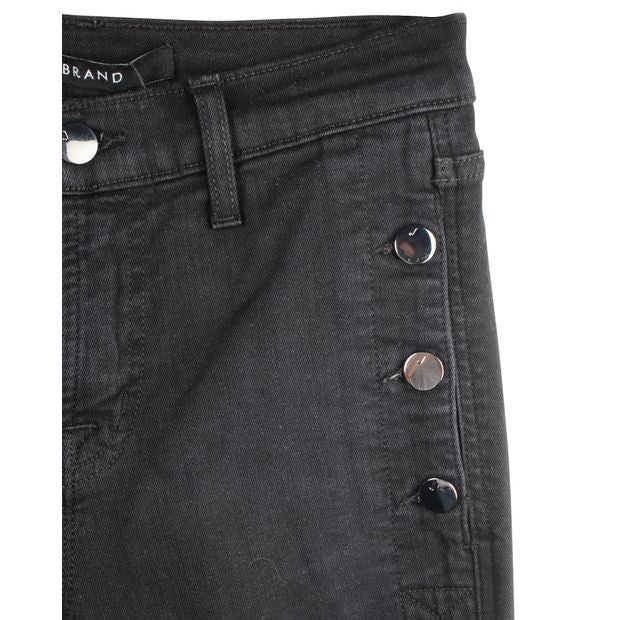 CONTEMPORARY DESIGNER Black Jeans WIth Buttons