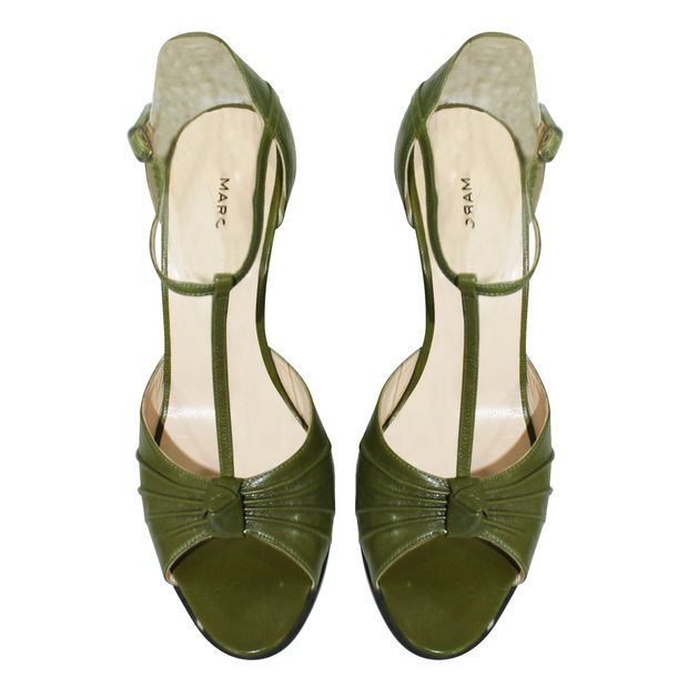 MARC JACOBS Green T Strap Sandals