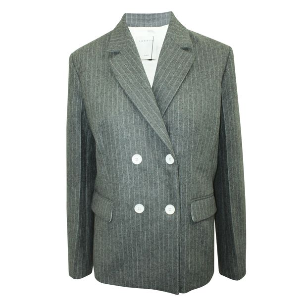 SANDRO Gris Wool-Blend Jacket