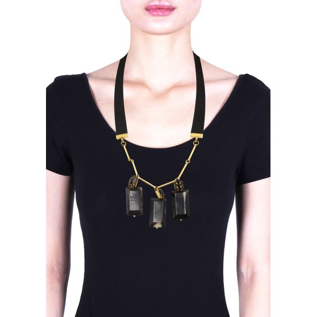 MARNI Black & Gold Resin & Crystal Necklace
