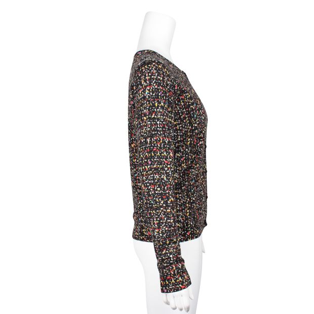 Escada Black & Multicolour Pattern Wool Cardigan