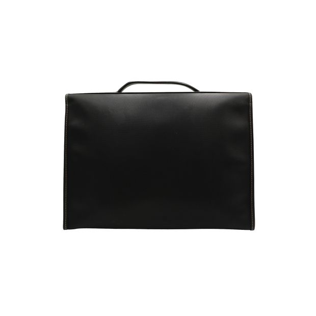 Longchamp Black Briefcase With Silver Hardware