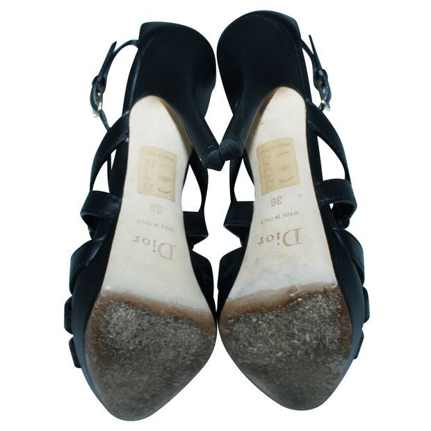 Dior Black Leather Strappy Sandals