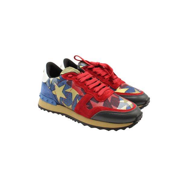 Valentino Garavani Limited Star Rockrunner Sneakers in Multicolor Suede & Leather