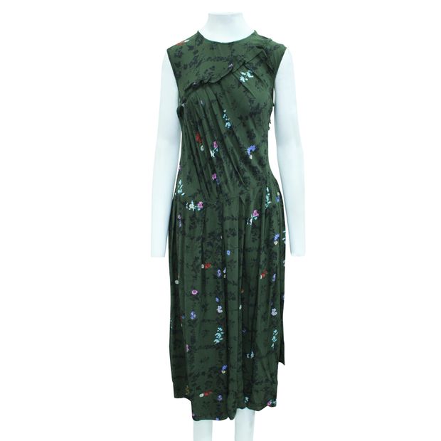 CONTEMPORARY DESIGNER Asymmetric Ruched Floral-print Crepe de Chine Maxi Dress