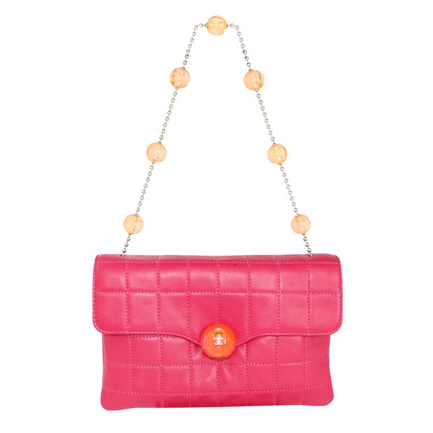 Vintage Pink Choco Bar Lambskin "CC" Handbag