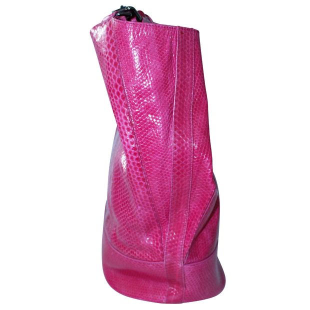 CONTEMPORARY DESIGNER Pink Python  Leather Handbag