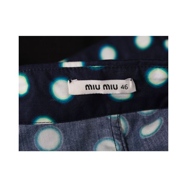 Miu Miu Polka Dot Shirt Mini Dress in Navy Blue Cotton