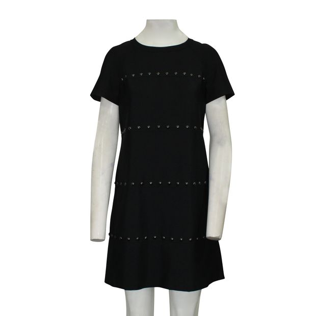 Tory Burch Short Sleeve Black Dress With Round Studs