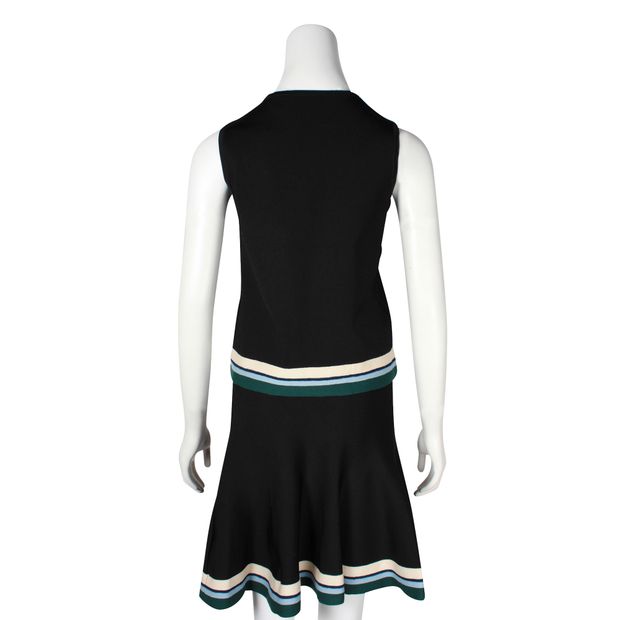 Victoria, Victoria Beckham Black Top & Skirt With Multicolour Hem Set