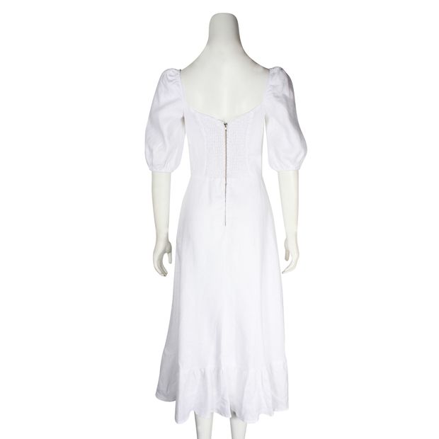 REFORMATION White Linen Midi Dress