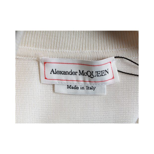 Alexander Mcqueen Cream Crop Bomber Jacket