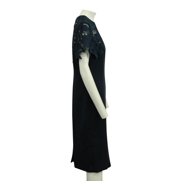 Contemporary Designer Blue Lace & Wool Dress