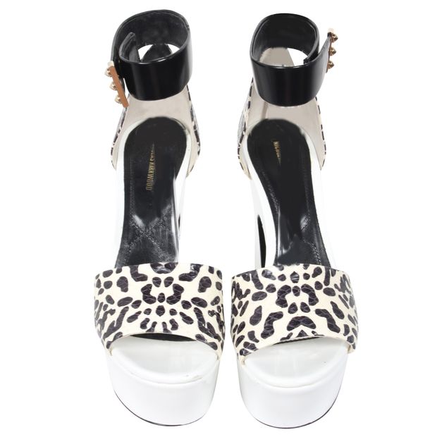 NICHOLAS KIRKWOOD White And Leopard Pattern Platform Sandals