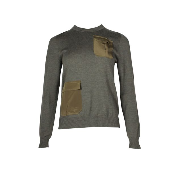 Altuzarra Dark Green/ Olive Woolen Sweater With Silk Elements