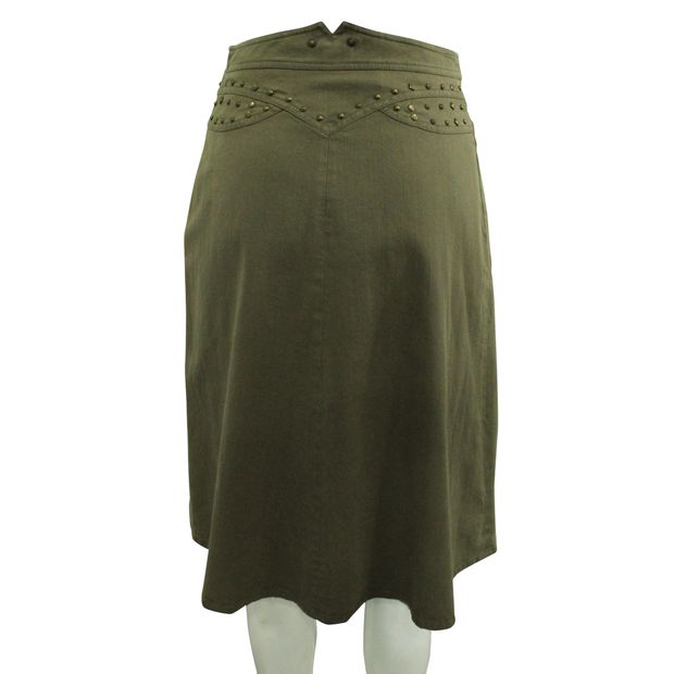 KENZO Khaki Skirt with Brass Studs