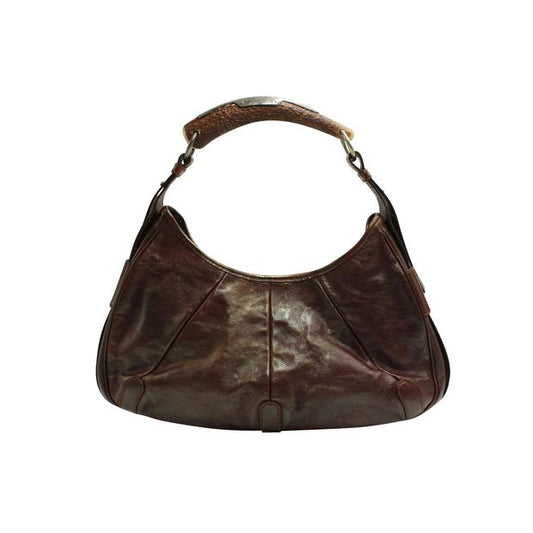 YSL Saint Laurent Brown Vintage Bag - Wooden Top Handle