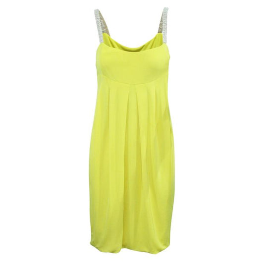 Akris Bright Yellow Dress With Crystals On Shoulder Straps