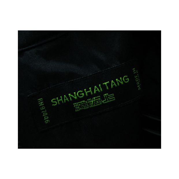 Shanghai Tang Black Vencet Cheongsam Style Dress