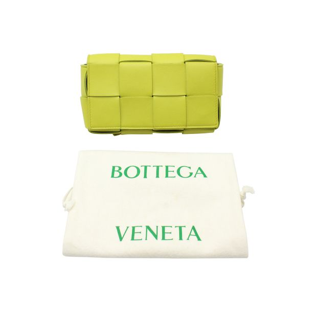 Bottega Veneta Lime Green Mini Intreccio Cassette Belt Bag