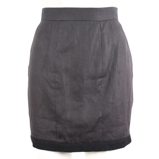CHANEL High-Waist Linen Skirt with Tweed Details