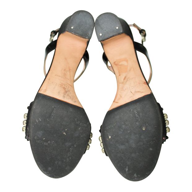 Contemporary Designer Black Crystal Embellish Sandal
