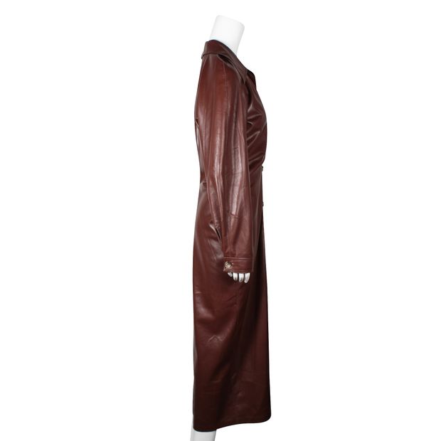 Plum Chutney Vegan Leather Long Dress With Buttons