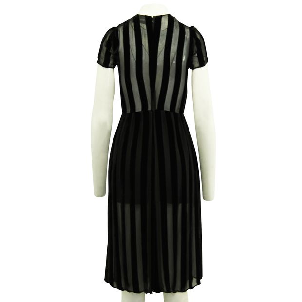 Reformation Elegant Velvet Striped Dress With Hidden Shorts