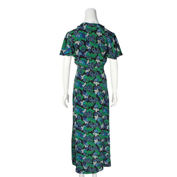 Saloni Turquoise, Blue & Green Silk Maxi Dress