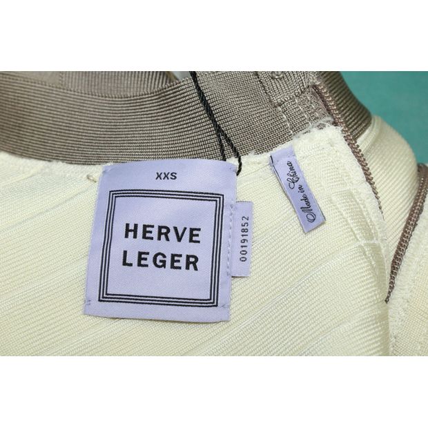 Herve Leger Cream & Taupe Bandage Dress