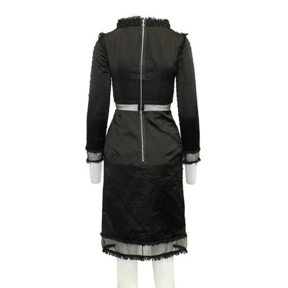 Erdem Full Sleeves Shiny Lace Black Dress