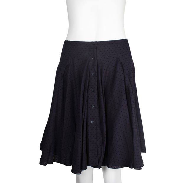Alaia Navy Blue Textured Skirt With Buttons