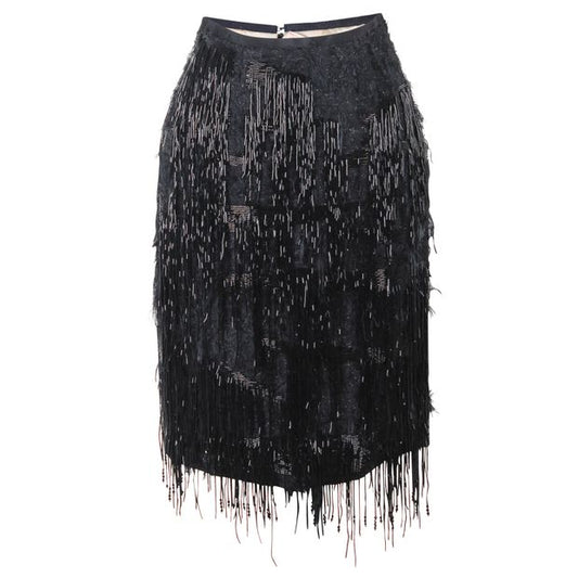 ROKSANDA ILINCIC Knee Lenght Black Embellished Skirt