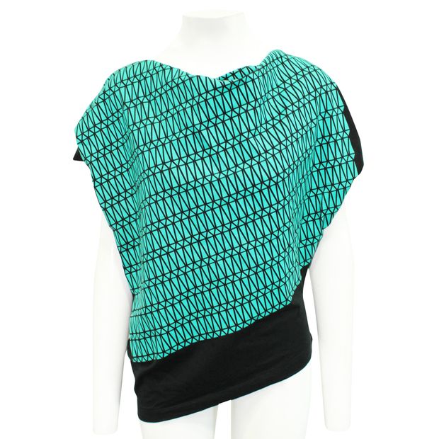 ISSEY MIYAKE Black Top with Light Green Triangles