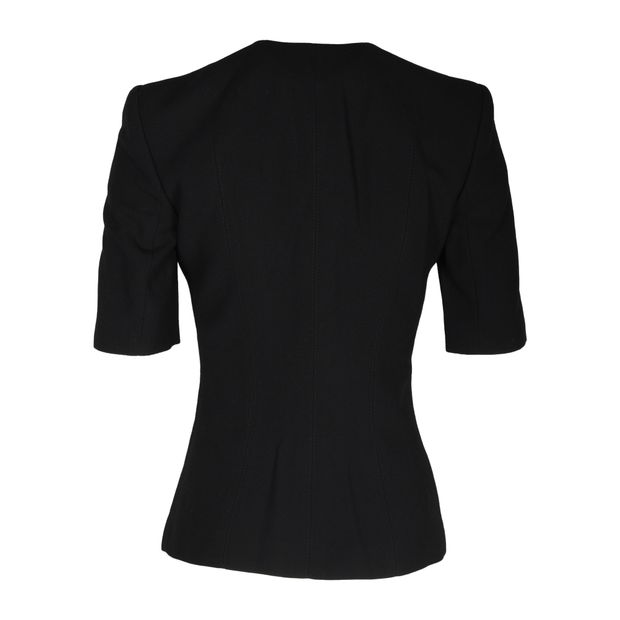 Michael Kors Zipped Short Sleeve Jacket in Black Wool