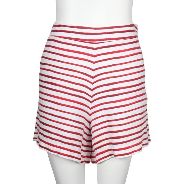 LORO PIANA Red Striped Linen Shorts