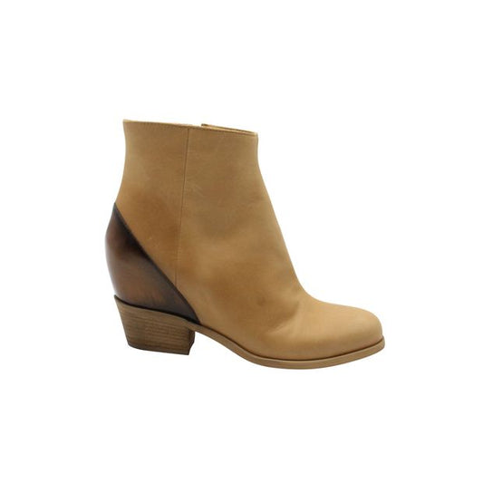 MM6 Maison Margiela Ankle Boots in Beige Leather