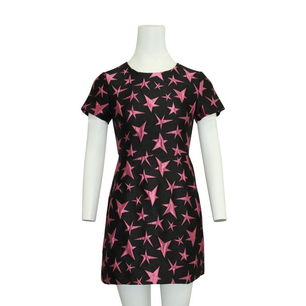 Msgm Black & Pink Star Mini Dress