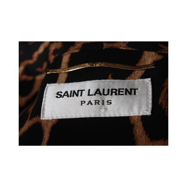 Saint Laurent Pussy Bow Blouse in Animal Print Silk