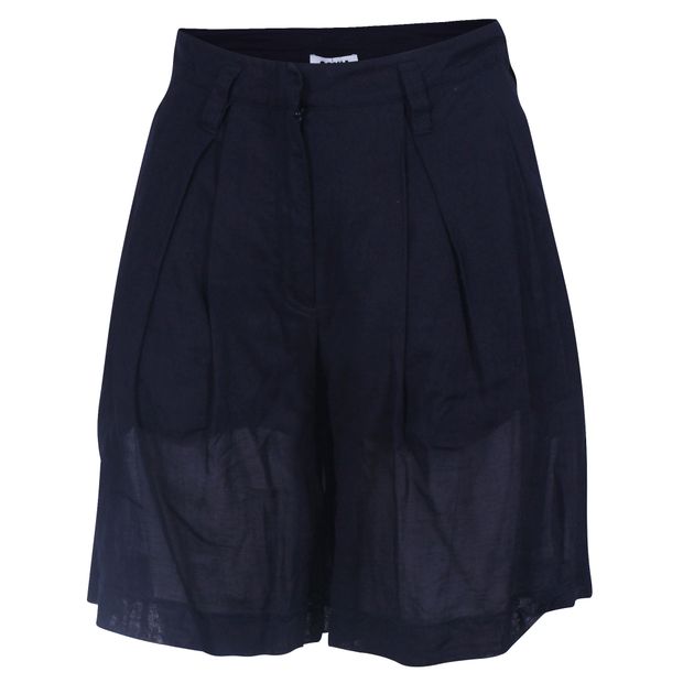 SONIA RYKIEL Navy Blue Double Lined Cotton Bermuda Shorts